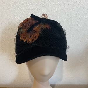 VINTAGE GENUINE VELOUR IMPORTED BLACK HAT